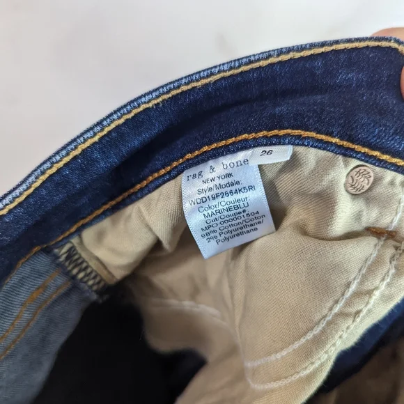 Rag & Bone Nina High Rise Skinny Jeans Marine Blue Dark Wash Denim - Picture 9 of 10